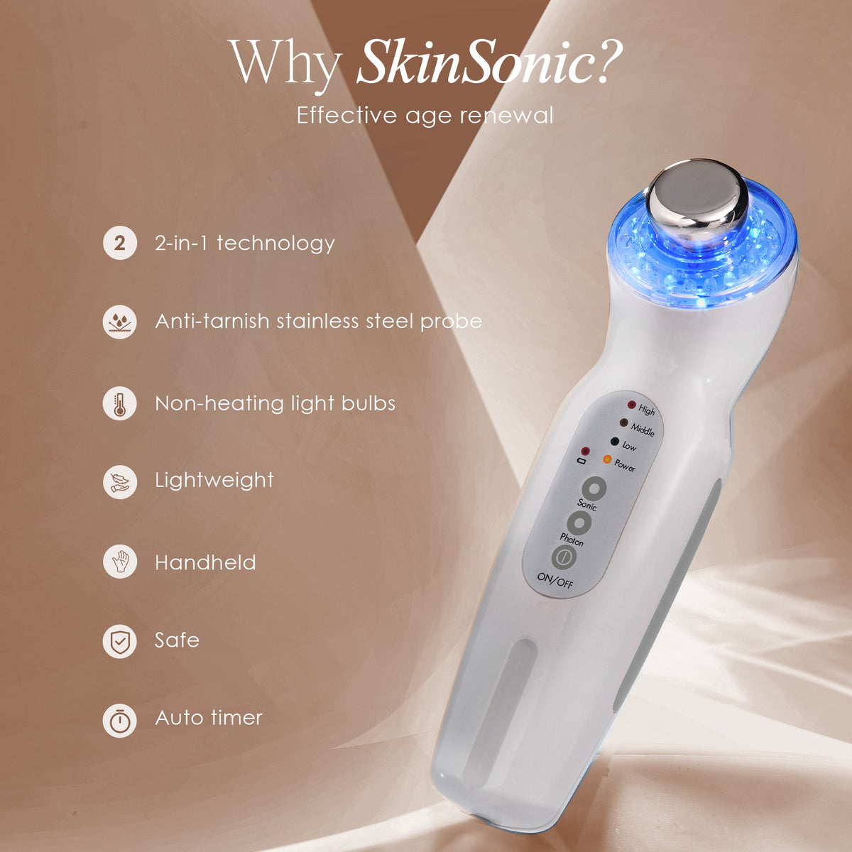SkinSonic | LED Ultrasonic Wand